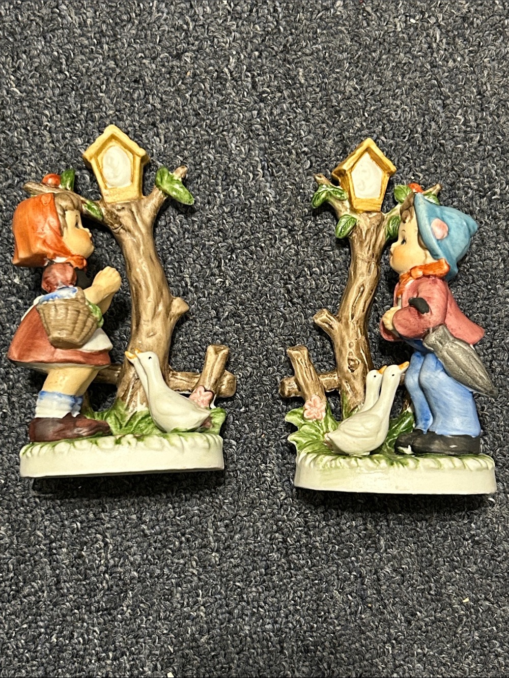 Hand-Painted Ceramic Boy and Girl Figurine Set in Multi-Color